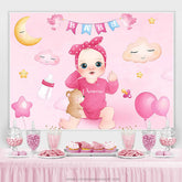 Rosa Wenig Prinzessin Tragen Babydusche Hintergrund